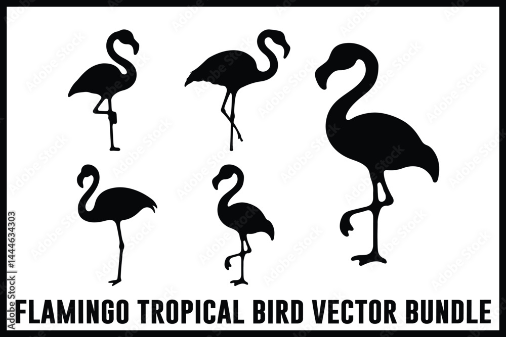 Obraz premium Tropical Flamingo Silhouette Bundle 