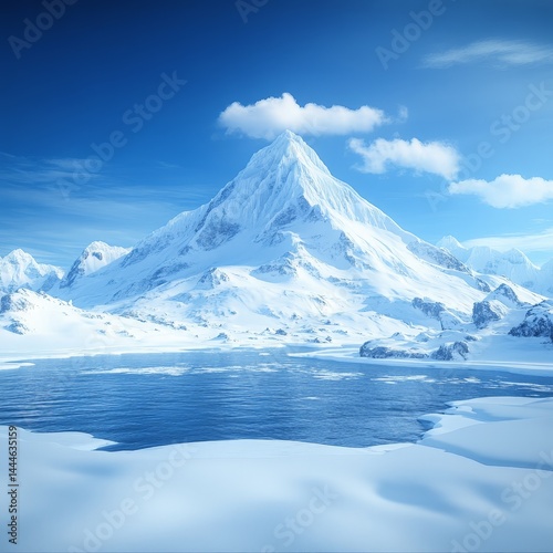 Wallpaper Mural Snowy Mountain Landscape with Frozen Terrain Torontodigital.ca