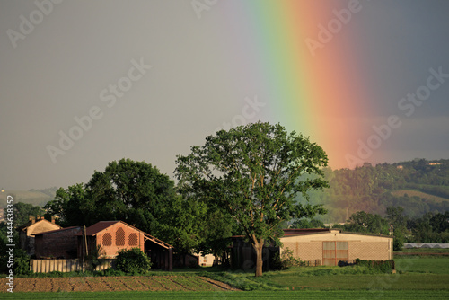 Rainbow landscape Po Valley nature naturalistic sky