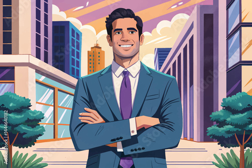 Amazing Successful business man looking confident and smiling vector
