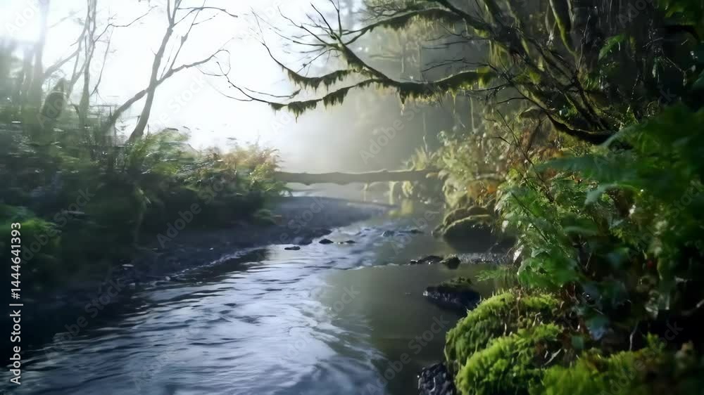 Forest River with Sunbeams Forest River with Sunbeams