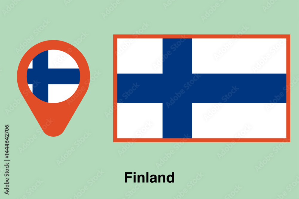 Obraz premium Finland location and flag icon isolated on transparent background