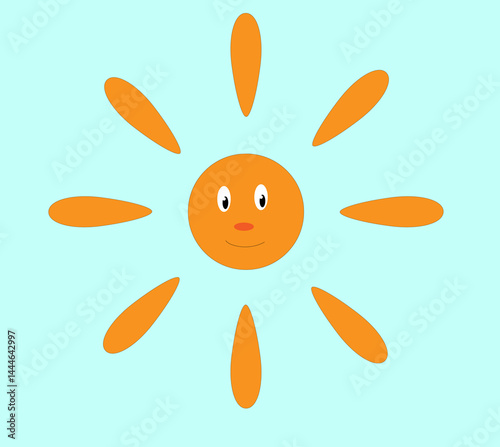 The sun is a sweet face on a blue background