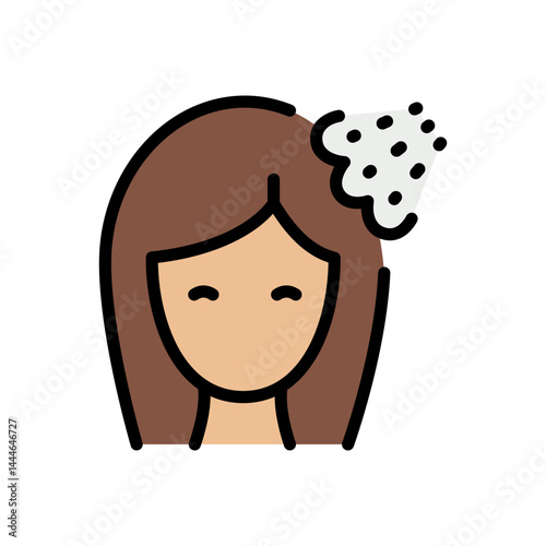 Woman getting her hair styled with hair spray, beauty treatment vector illustration, salon service, hair care, and personal grooming. Vector icon for web design isolated on white background.