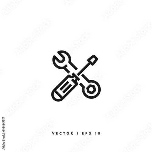 Wrench Icon. Editable Stroke