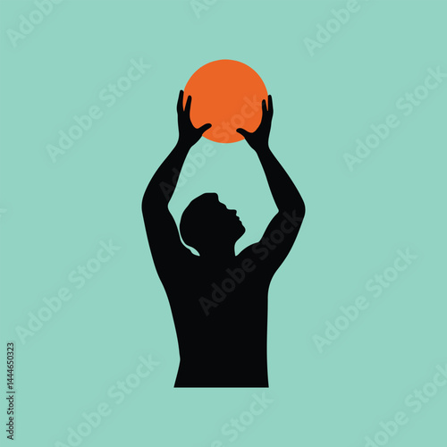 silhouette of a man and hand colour ball