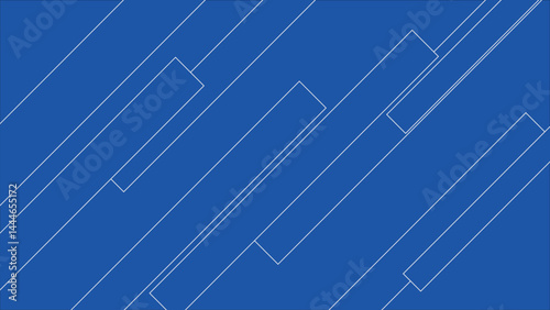 Abstract Diagonal Lines and Rectangles in Vibrant Blue Background