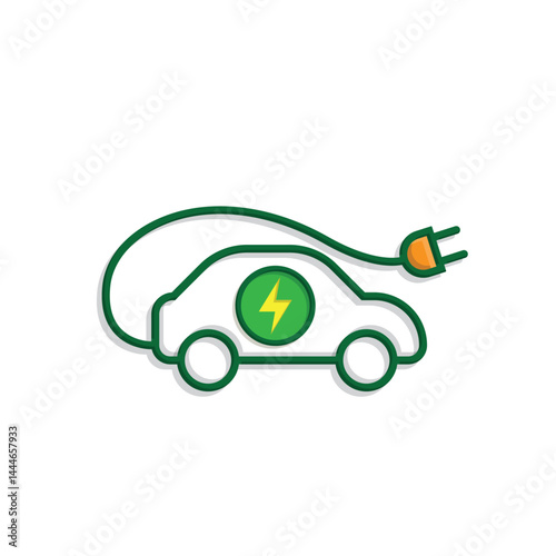 sustainable icon. eco friendly car vector. electric car symbol. reuse, recycle, zero emission, green energy, web, technology. Mixed design style