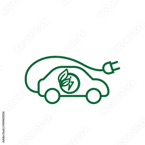 sustainable icon. eco friendly car vector. electric car symbol. reuse, recycle, zero emission, green energy, web, technology. Line design style