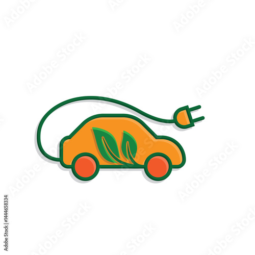 sustainable icon. eco friendly car vector. electric car symbol. reuse, recycle, zero emission, green energy, web, technology. simple design style 3d