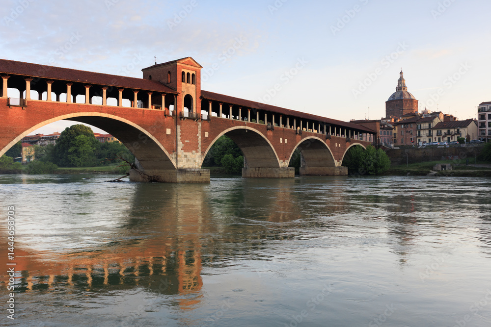 Fototapeta premium Pavia village city Italy Italian characteristic square vision bridge