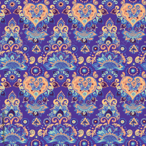 Vintage pattern for fabric "Oriental motifs" in the style of traditional prints. For textiles, wallpaper, packaging.