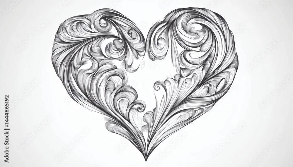 Ornate heart shape with decorative flourishes. Ornate heart shape with decorative flourishes.