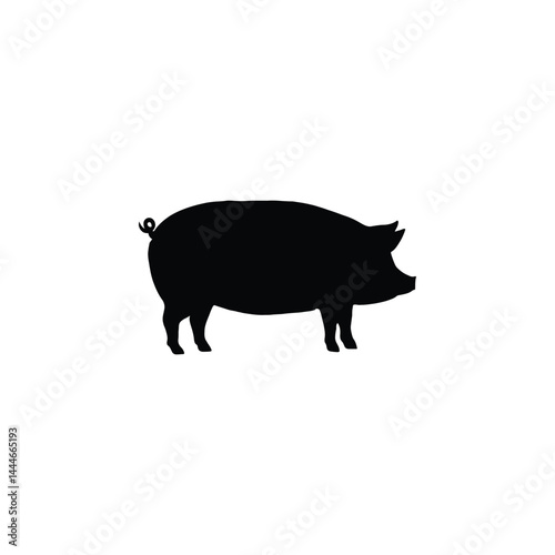 Pig Silhouette Icon – cute and simple design symbolizing farm life, fun, and animals