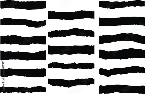 Torn paper silhouette monochrome shapes. Realistic pieces of paper for design of posters, cards, web design, collages. Multipurpose Texture Background or Pattern. Editable, Easy to reuse. EPS 10