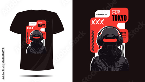 vector t shirt design, t shirt tokyo print, Vector template and cool cloth typography cool unique japan fashion style with robot futuristic