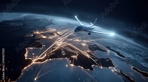 Obraz na płótnie Global Airline Network Over Europe w salonie