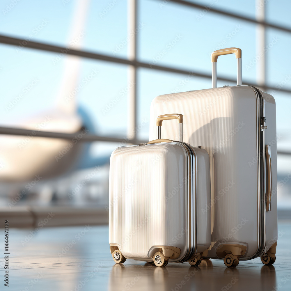 Three Travel Suitcases at Airport