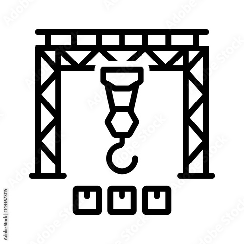 Vector black line icon for Gantry hoist
