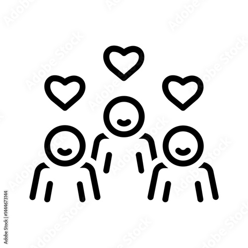 Vector black line icon for Happiness