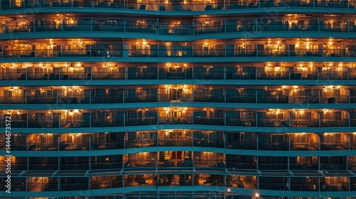 Obraz na płótnie Close Up View of Cruising Ship Balconies Stacked in Rows w salonie