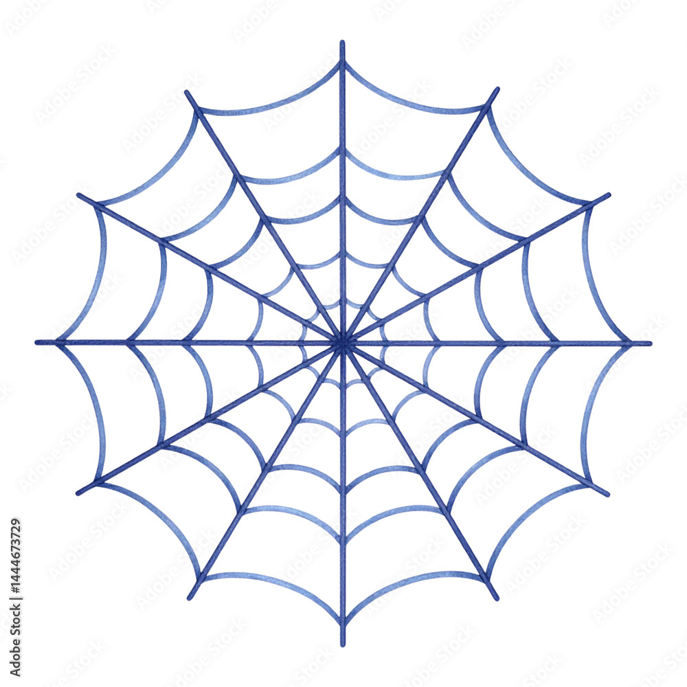 Obraz premium Watercolor Illustration of Spider Web, Isolated on Transparent Background