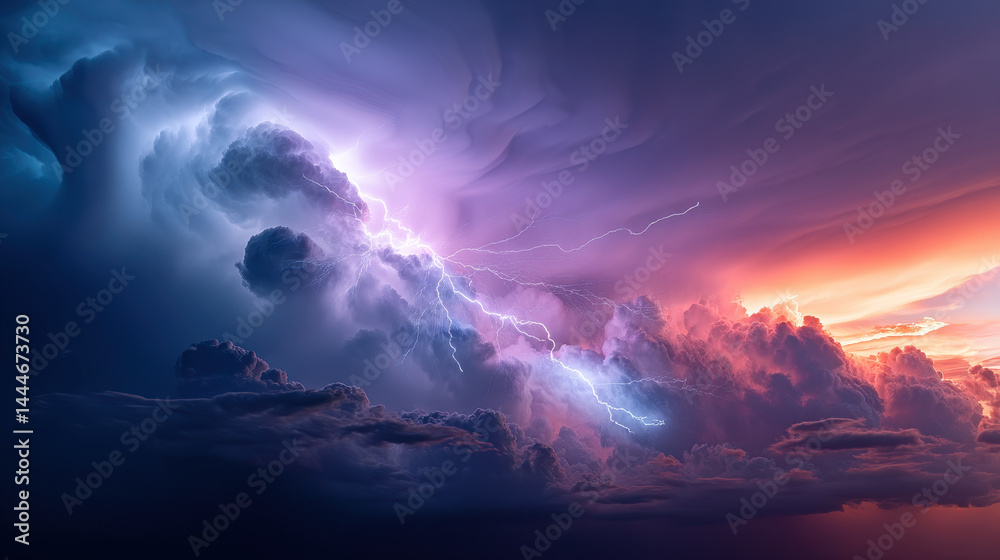 Dramatic Sky with Lightning and Clouds
