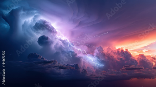 Obraz na płótnie Dramatic Sky with Lightning and Clouds w salonie