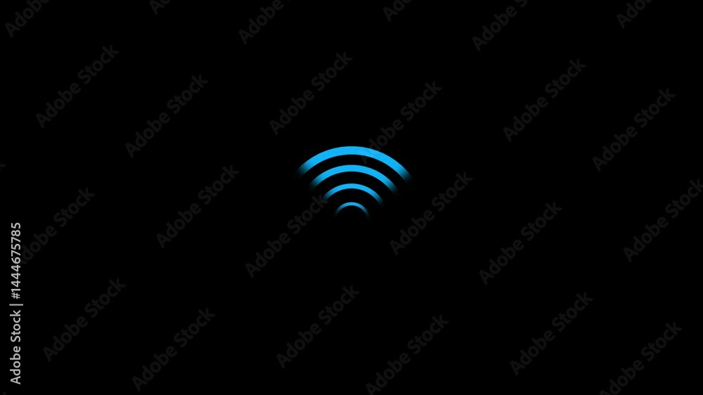 WiFi signal glowing elements, radar sensor light effects, round wireless network .