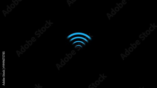 WiFi signal glowing elements, radar sensor light effects, round wireless network .