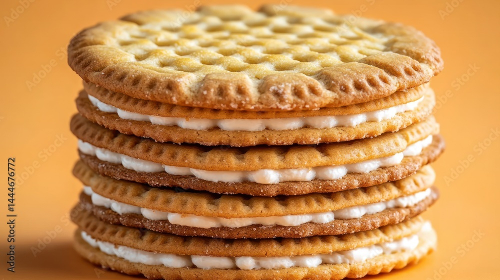 Stack of layered cookies with creamy filling Stack of layered cookies with creamy filling