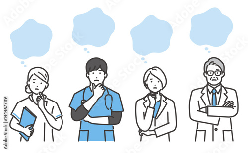 困る医療従事者のベクターイラスト素材