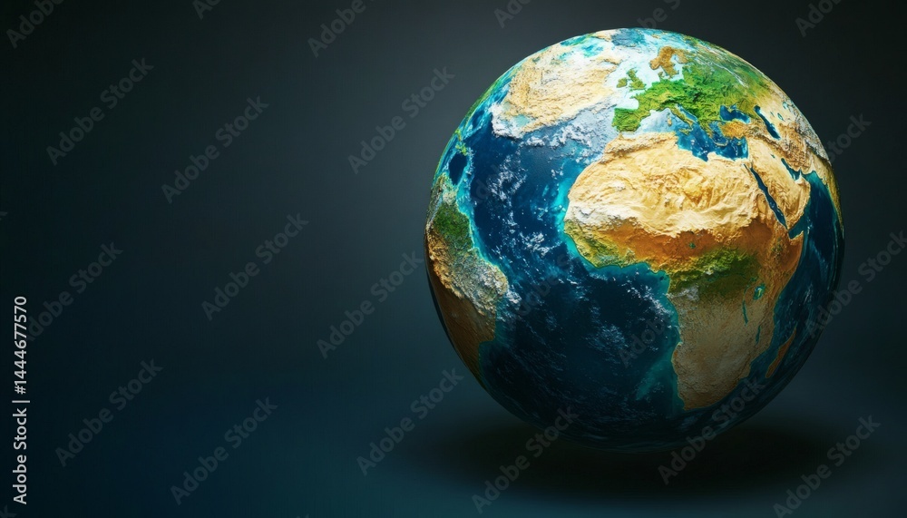 Detailed 3d model of the earth's continents and oceans. Detailed 3d model of the earth's continents and oceans.