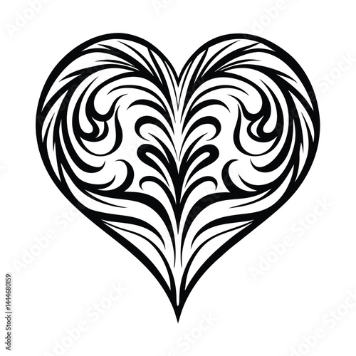Monochrome Heart Anatomy Detailed Blood Vessels, Intricate Veins, Cardiovascular System