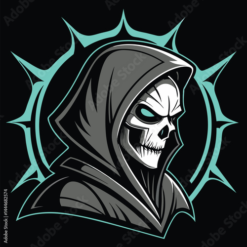  Skeleton with Glowing Green Eyes,Haunting Digital Art for Gothic, Horror & Fantasy Themes