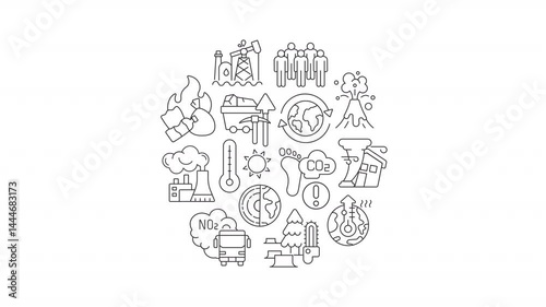 Wallpaper Mural Climate change line icons concept round animation. Reducing dangerous pollution. Environment conservation strategy. Circular idea with animated outline symbols. HD video isolated on white Torontodigital.ca