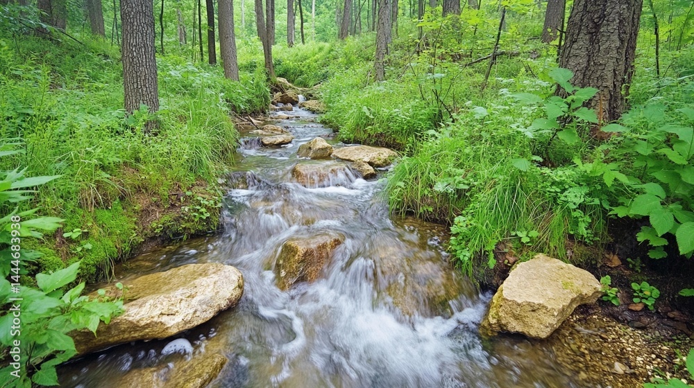 Obraz premium Forest Stream, Rocks, Nature