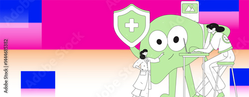 National Liver Protection Day Medical Characters Flat Vector Concept Operation Hand Drawn Illustration
