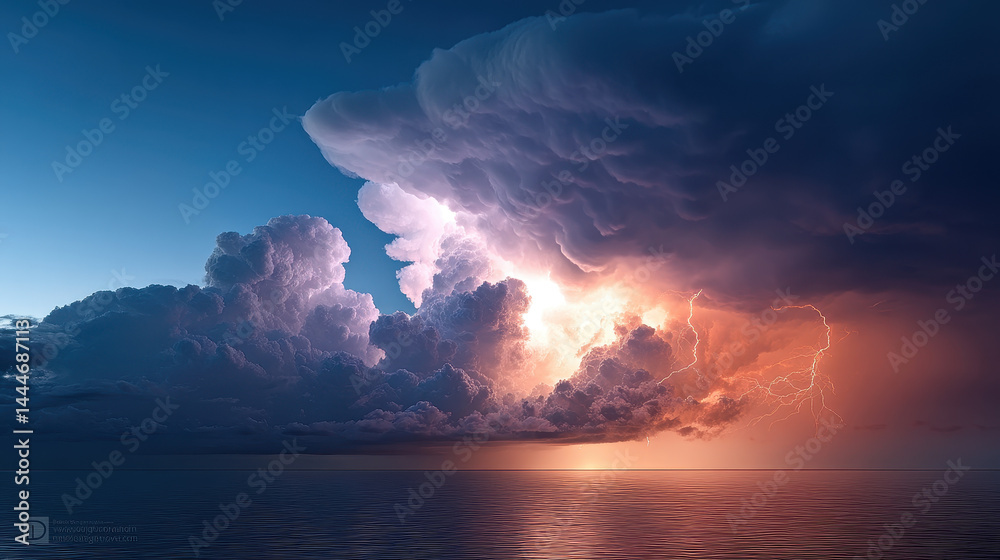 Dramatic Storm Clouds Over the Ocean