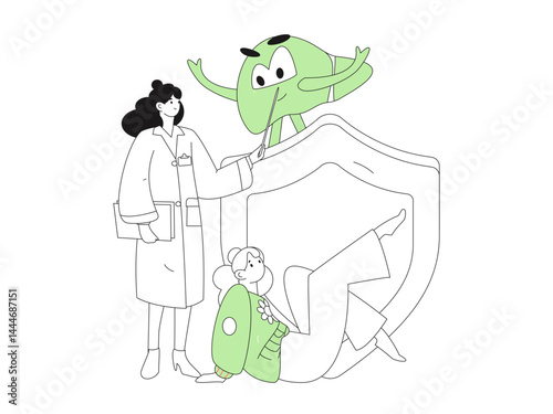 National Liver Protection Day Medical Characters Flat Vector Concept Operation Hand Drawn Illustration
