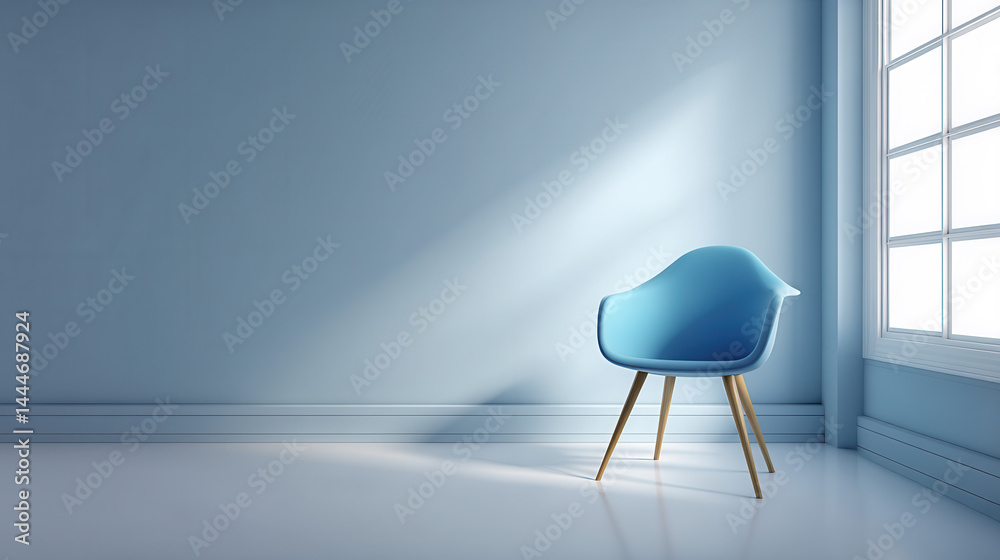 Modern Minimalist Blue Chair Interior Design