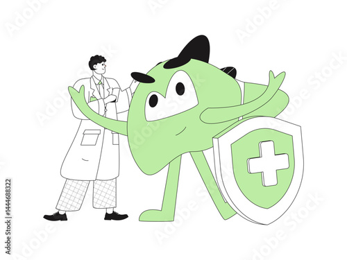 National Liver Protection Day Medical Characters Flat Vector Concept Operation Hand Drawn Illustration
