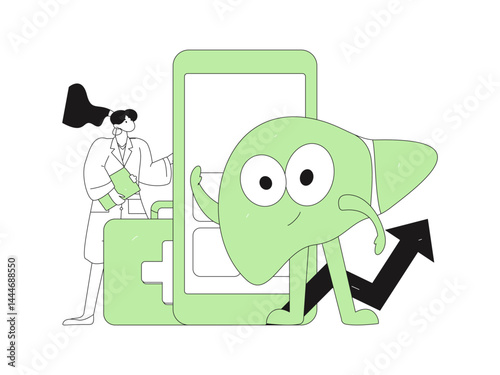 National Liver Protection Day Medical Characters Flat Vector Concept Operation Hand Drawn Illustration

