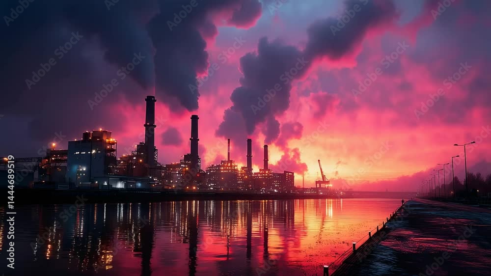 Industrial Energy Facility at Vibrant Sunset/鮮やかな夕日の産業エネルギー施設1 Industrial Energy Facility at Vibrant Sunset/鮮やかな夕日の産業エネルギー施設1