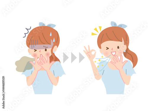 口臭の悩みビフォーアフターの女性