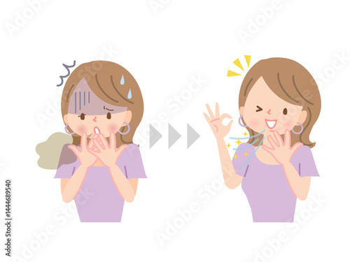 口臭の悩みビフォーアフターの女性