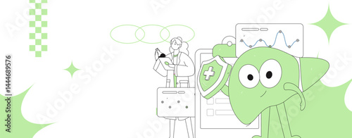 National Liver Protection Day Medical Characters Flat Vector Concept Operation Hand Drawn Illustration
