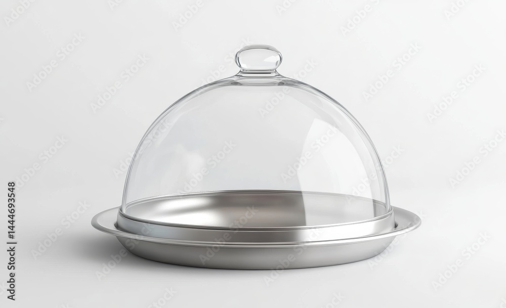 Clear Glass Dome Cloche on Silver Base Clear Glass Dome Cloche on Silver Base