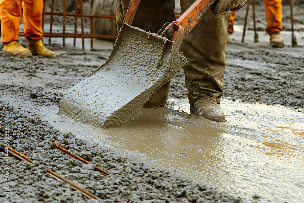 Concrete Pouring at Construction Site Concrete Pouring at Construction Site