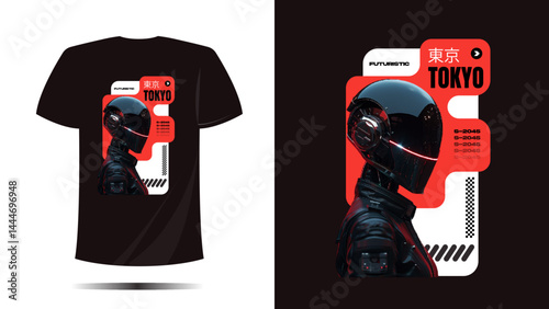vector t shirt design, t shirt tokyo print, Vector template and typography cool unique japan fashion style with robot futuristic